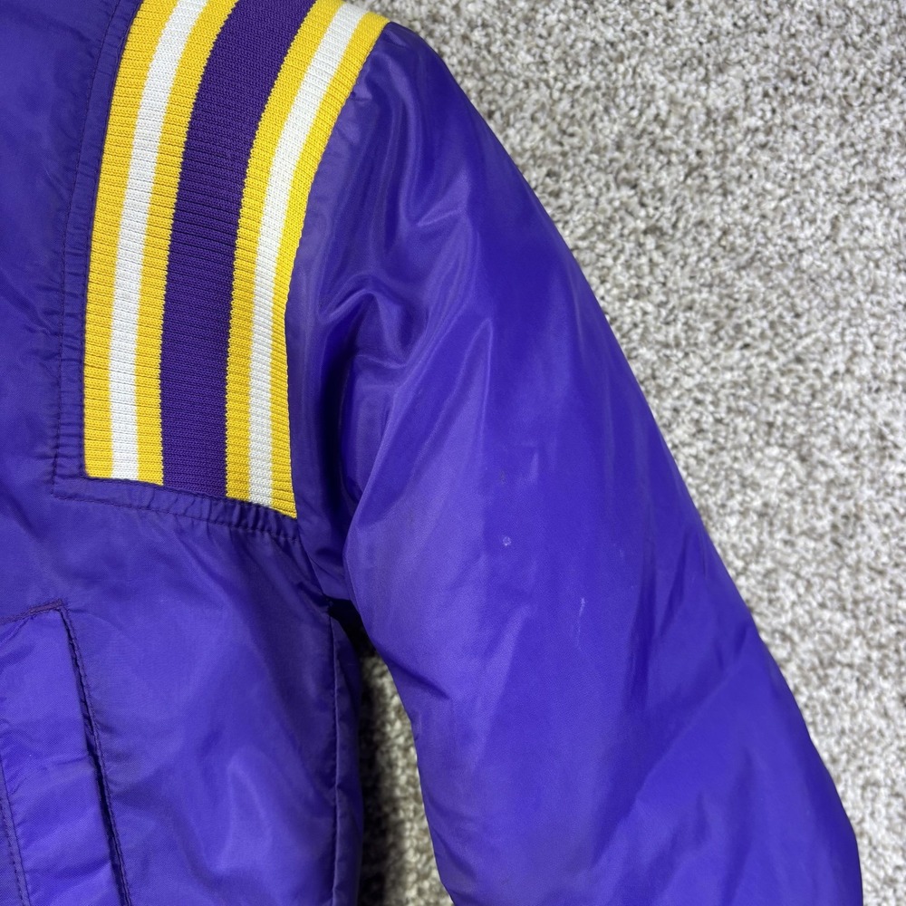 Vintage Minnesota Vikings Jacket Boys 7 Purple NFL Football Pro Tuff Hooded - Picture 3 of 8
